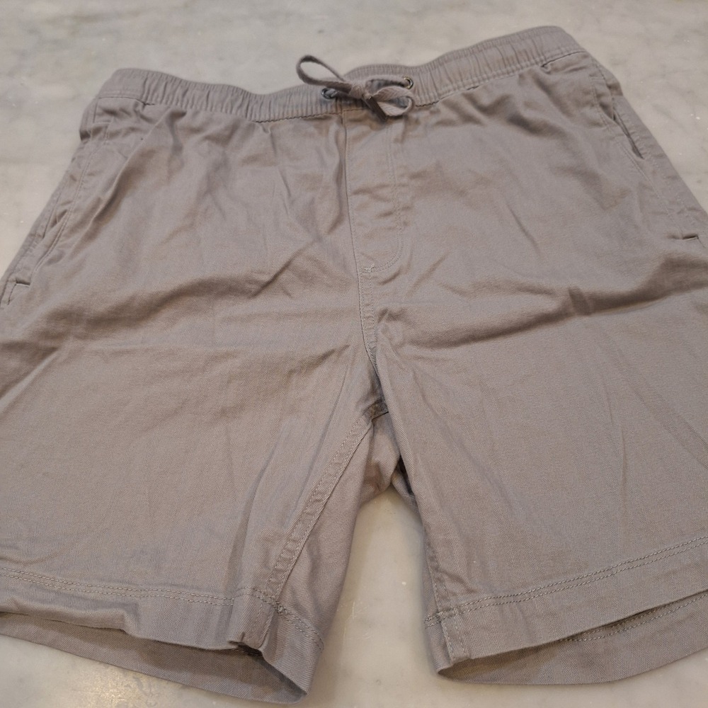 Gap Shorts Mens Medium Lt Grey Herringbone Pull On Drawstring Casual Comfort